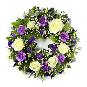 Classic Wreath   Purple and White
